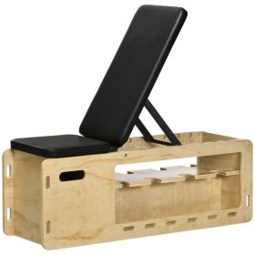Soozier Adjustable Weight Bench, Workout Bench with Storage Rack Resistance Rope